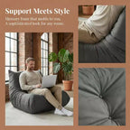 Poltrona a sacco gigante Divano pigro da terra, Divano Fireside in memory foam per adulti, Poltrona a sacco grande senza braccioli in ecopelle per soggiorno, camera da letto, dormitorio, ufficio