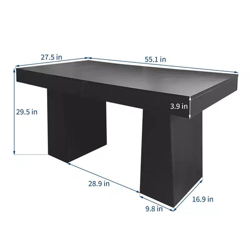 Bureau de direction de 55 pouces, double piètement trapézoïdal, bureau d'ordinateur en bois, poste de travail de mobilier de bureau