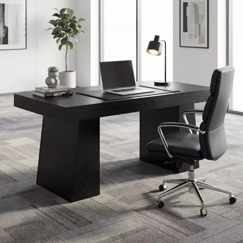 Scrivania direzionale da 55 pollici, base a doppio trapezio, scrivania per computer in legno, workstation per ufficio