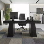 Scrivania direzionale da 55 pollici, base a doppio trapezio, scrivania per computer in legno, workstation per ufficio