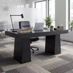 Scrivania direzionale da 55 pollici, base a doppio trapezio, scrivania per computer in legno, workstation per ufficio