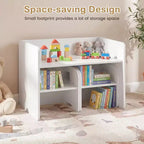 Costway Set Tavolo e 2 Sedie per Bambini 3 Pezzi, Tavolo per Bambini Salvaspazio e 2 Sedie, Bianco/Grigio/Naturale/Grigio + Beige