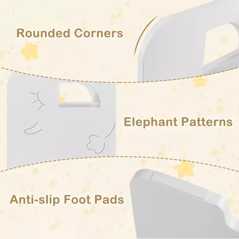 Costway Set Tavolo e 2 Sedie per Bambini 3 Pezzi, Tavolo per Bambini Salvaspazio e 2 Sedie, Bianco/Grigio/Naturale/Grigio + Beige