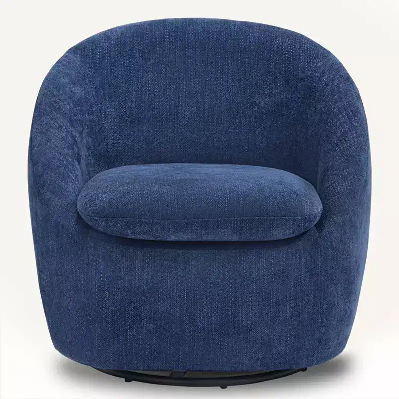 Bekrvio Poltrona girevole di design, poltroncina a botte imbottita in ciniglia con cuscino spesso, sedia moderna per salotto con base in metallo per soggiorno, camera da letto