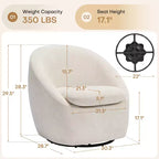 Bekrvio Poltrona girevole di design, poltroncina a botte imbottita in ciniglia con cuscino spesso, sedia moderna per salotto con base in metallo per soggiorno, camera da letto
