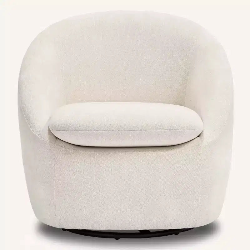 Bekrvio Poltrona girevole di design, poltroncina a botte imbottita in ciniglia con cuscino spesso, sedia moderna per salotto con base in metallo per soggiorno, camera da letto