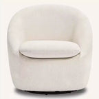 Bekrvio Poltrona girevole di design, poltroncina a botte imbottita in ciniglia con cuscino spesso, sedia moderna per salotto con base in metallo per soggiorno, camera da letto