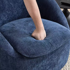 Bekrvio Poltrona girevole di design, poltroncina a botte imbottita in ciniglia con cuscino spesso, sedia moderna per salotto con base in metallo per soggiorno, camera da letto