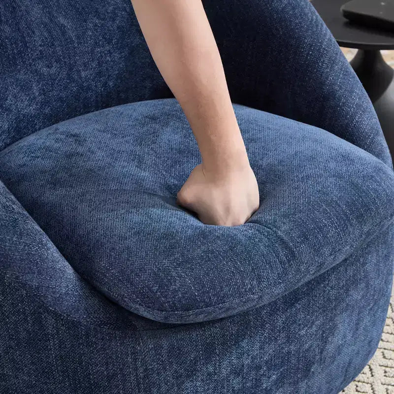 Bekrvio Poltrona girevole di design, poltroncina a botte imbottita in ciniglia con cuscino spesso, sedia moderna per salotto con base in metallo per soggiorno, camera da letto