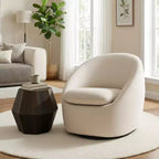 Bekrvio Poltrona girevole di design, poltroncina a botte imbottita in ciniglia con cuscino spesso, sedia moderna per salotto con base in metallo per soggiorno, camera da letto