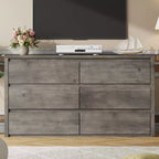 Comò a 7 cassetti da 135 cm, cassettiera moderna in legno, organizer per camera da letto e corridoio