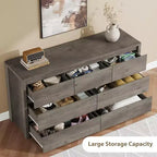 Comò a 7 cassetti da 135 cm, cassettiera moderna in legno, organizer per camera da letto e corridoio