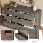Comò a 7 cassetti da 135 cm, cassettiera moderna in legno, organizer per camera da letto e corridoio