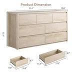 Comò a 7 cassetti da 135 cm, cassettiera moderna in legno, organizer per camera da letto e corridoio