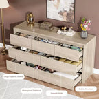 Comò a 7 cassetti da 135 cm, cassettiera moderna in legno, organizer per camera da letto e corridoio