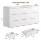 Comò a 7 cassetti da 135 cm, cassettiera moderna in legno, organizer per camera da letto e corridoio