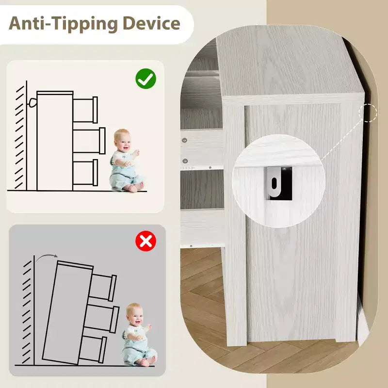 Comò a 7 cassetti da 135 cm, cassettiera moderna in legno, organizer per camera da letto e corridoio