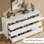 Comò a 7 cassetti da 135 cm, cassettiera moderna in legno, organizer per camera da letto e corridoio