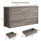 Comò a 7 cassetti da 135 cm, cassettiera moderna in legno, organizer per camera da letto e corridoio