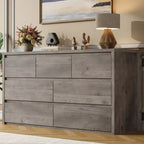 Comò a 7 cassetti da 135 cm, cassettiera moderna in legno, organizer per camera da letto e corridoio