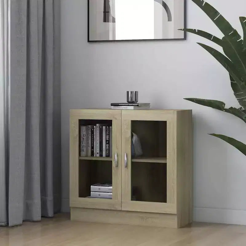 vidaXL Vetrina in legno ingegnerizzato rovere Sonoma, vetro Media