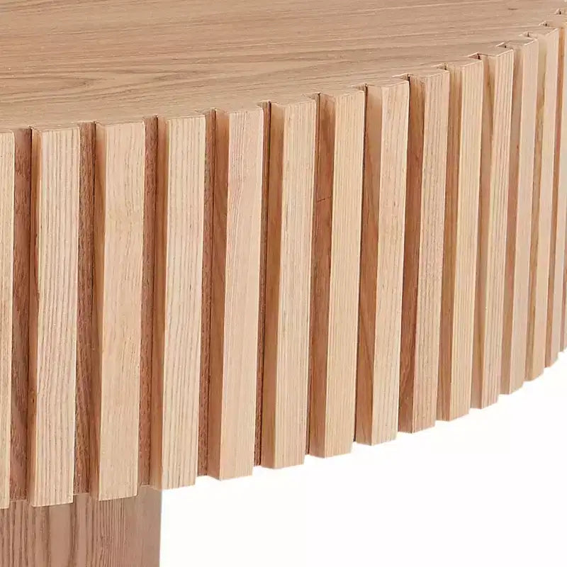 Tavolino rotondo in legno JVNOXK 35.43'' per soggiorno, tavolino da caffè moderno artigianale a tamburo, tavolino in legno rotondo per appartamento di piccole dimensioni, FRASSINO