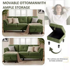 Dyonery 79 Divano Sezionale in ciniglia a L Piccolo Divano con Cuscini Bracciolo, Pouf Contenitore, Divani a 4 Posti per Soggiorno, Appartamento, Camera da Letto