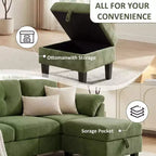 Dyonery 79 Divano Sezionale in ciniglia a L Piccolo Divano con Cuscini Bracciolo, Pouf Contenitore, Divani a 4 Posti per Soggiorno, Appartamento, Camera da Letto
