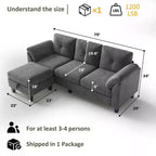 Dyonery 79 Divano Sezionale in ciniglia a L Piccolo Divano con Cuscini Bracciolo, Pouf Contenitore, Divani a 4 Posti per Soggiorno, Appartamento, Camera da Letto