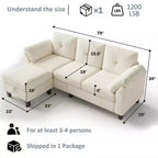 Dyonery 79 Divano Sezionale in ciniglia a L Piccolo Divano con Cuscini Bracciolo, Pouf Contenitore, Divani a 4 Posti per Soggiorno, Appartamento, Camera da Letto