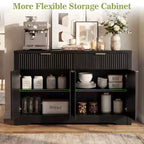 Mobile credenza moderno Besiost con anta e cassetti, tavolino da caffè da 55 con ripiani