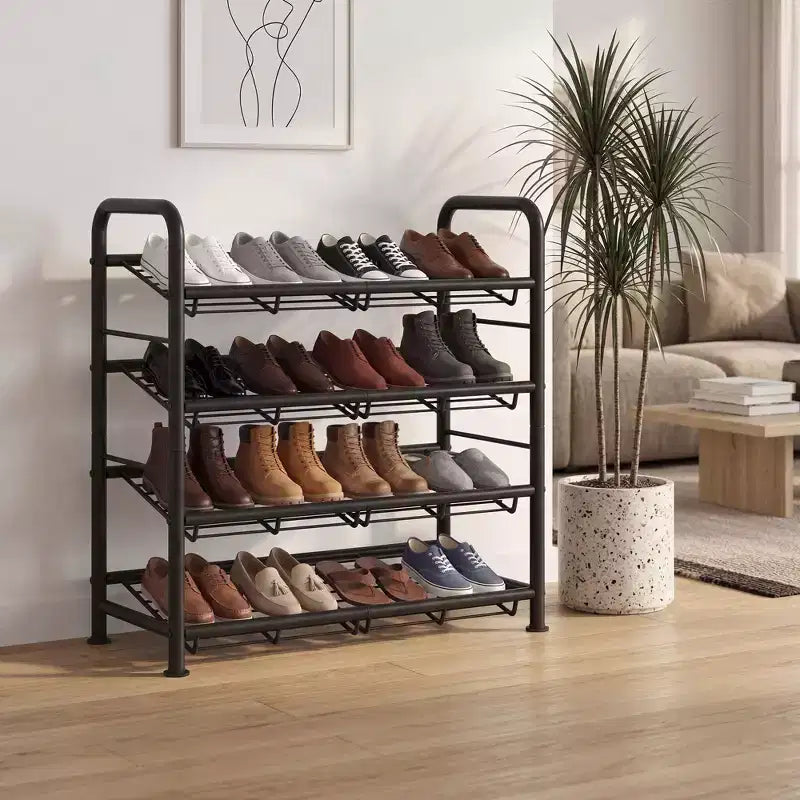 Scarpiera Sottile Regolabile con Telaio in Metallo e Ripiani in Tessuto - Organizzatore Salvaspazio per Scarpe per Ingresso e Camera da Letto