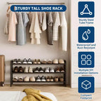 Scarpiera Sottile Regolabile con Telaio in Metallo e Ripiani in Tessuto - Organizzatore Salvaspazio per Scarpe per Ingresso e Camera da Letto