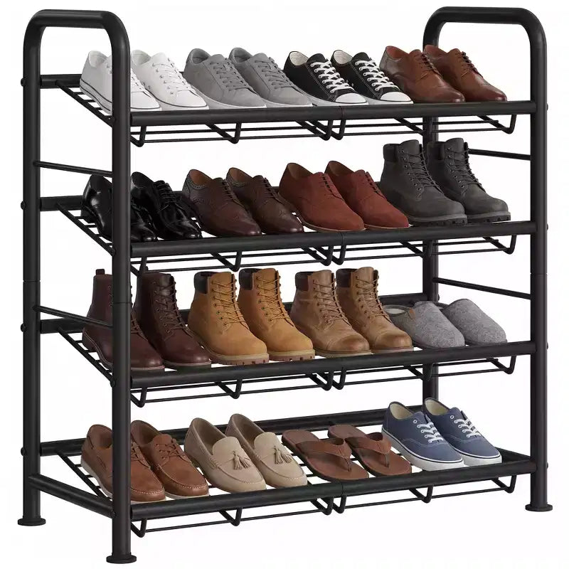 Scarpiera Sottile Regolabile con Telaio in Metallo e Ripiani in Tessuto - Organizzatore Salvaspazio per Scarpe per Ingresso e Camera da Letto