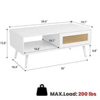 Set di 2 Tavolini da Salotto, Include Mobile TV in Rattan da 120 cm con Mobile Contenitore per TV da 55", Tavolino da Caffè Rustico con Ripiano per Camera da Letto