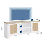 Set di 2 Tavolini da Salotto, Include Mobile TV in Rattan da 120 cm con Mobile Contenitore per TV da 55", Tavolino da Caffè Rustico con Ripiano per Camera da Letto