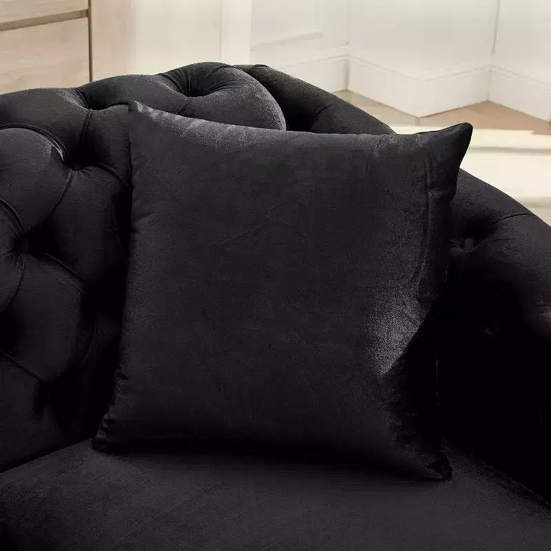 GDFStudio Tom Set Divano Chesterfield Moderno di Metà Secolo in Velluto a 2 Pezzi e 5 Posti con 4 Cuscini
