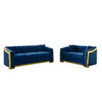 GDFStudio Tom Set Divano Chesterfield Moderno di Metà Secolo in Velluto a 2 Pezzi e 5 Posti con 4 Cuscini
