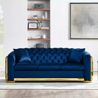 GDFStudio Tom Set Divano Chesterfield Moderno di Metà Secolo in Velluto a 2 Pezzi e 5 Posti con 4 Cuscini