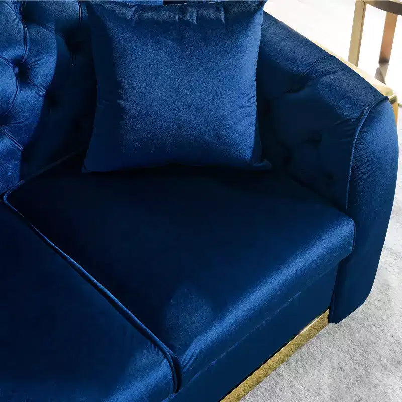 GDFStudio Tom Set Divano Chesterfield Moderno di Metà Secolo in Velluto a 2 Pezzi e 5 Posti con 4 Cuscini
