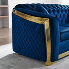 GDFStudio Tom Set Divano Chesterfield Moderno di Metà Secolo in Velluto a 2 Pezzi e 5 Posti con 4 Cuscini