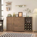 Buffet credenza da fattoria 63", coffee bar con ripiani regolabili e portabottiglie per la cucina
