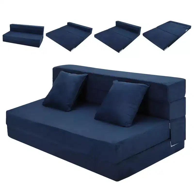 Divano Letto Pieghevole 80 con Cuscini, Poltrona Letto Convertibile per Adulti, Futon da Pavimento in Memory Foam per Soggiorno Compatto