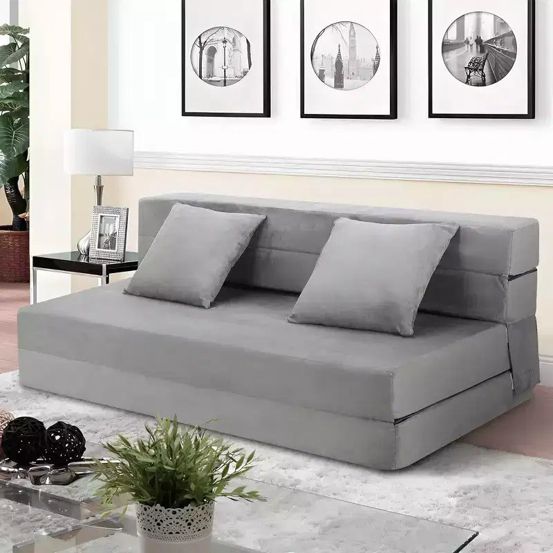 Divano Letto Pieghevole 80 con Cuscini, Poltrona Letto Convertibile per Adulti, Futon da Pavimento in Memory Foam per Soggiorno Compatto