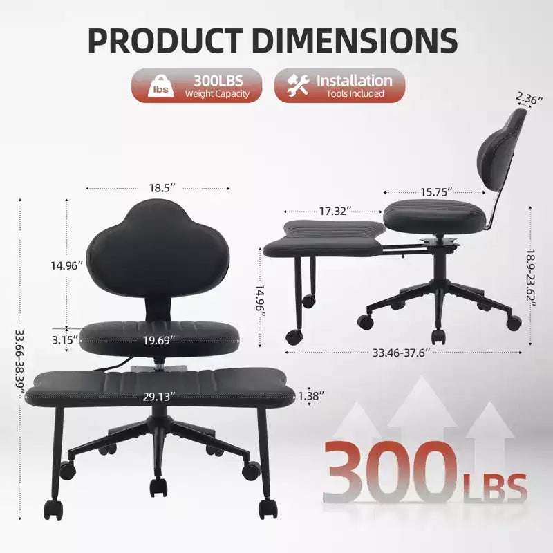 Sedia Ergonomica a Gambe Incrociate, Sedia da Meditazione Girevole a 360° con Ruote, Sedile Regolabile in Altezza per Meditazione, ADHD e Yoga per Ufficio Domestico