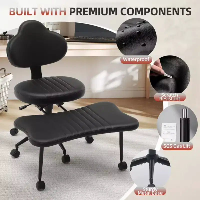 Sedia Ergonomica a Gambe Incrociate, Sedia da Meditazione Girevole a 360° con Ruote, Sedile Regolabile in Altezza per Meditazione, ADHD e Yoga per Ufficio Domestico