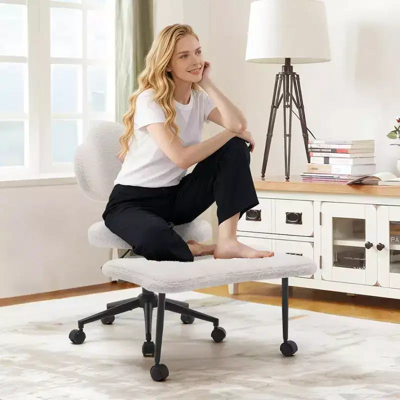 Sedia Ergonomica a Gambe Incrociate, Sedia da Meditazione Girevole a 360° con Ruote, Sedile Regolabile in Altezza per Meditazione, ADHD e Yoga per Ufficio Domestico