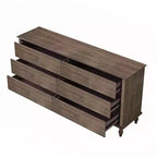 GDFStudio Bashir Armadietto contenitore moderno in legno da 63" con 6 cassetti e maniglie in metallo color rame