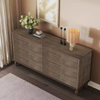 GDFStudio Bashir Armadietto contenitore moderno in legno da 63" con 6 cassetti e maniglie in metallo color rame