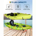 Porta Kayak Autoportante Resistente per 2 Kayak Supporto in Acciaio Regolabile con Bracci Imbottiti Adatto a Canoe, SUP, Tavole da Surf Max 79 kg